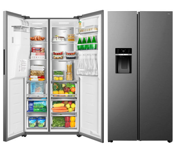Lodówka TCL RC591SXE0 Side by Side No Frost 185cm Srebrna Dystrybutor Wody Kostkarka 591L - 1349899 - zdjęcie 2
